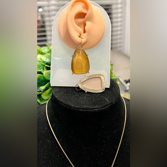 ❤️Smokey quartz, amber,citrine,onyx 3 piece set-vintage ❤️ - Picture 5 of 6